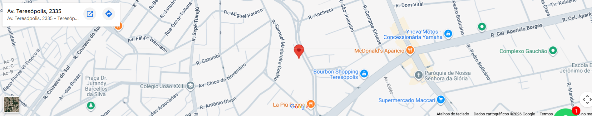 Mapa da localização: Av. Teresópolis, 2335, Porto Alegre, RS